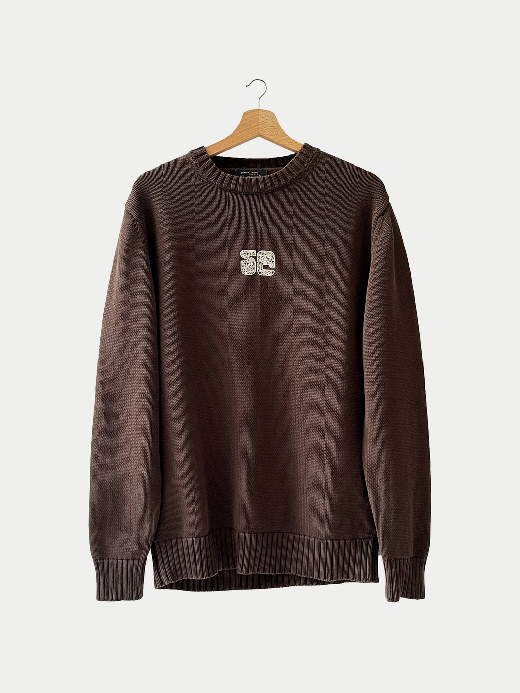 Pull Crew Neck marron en maille Sehama X Pulgar