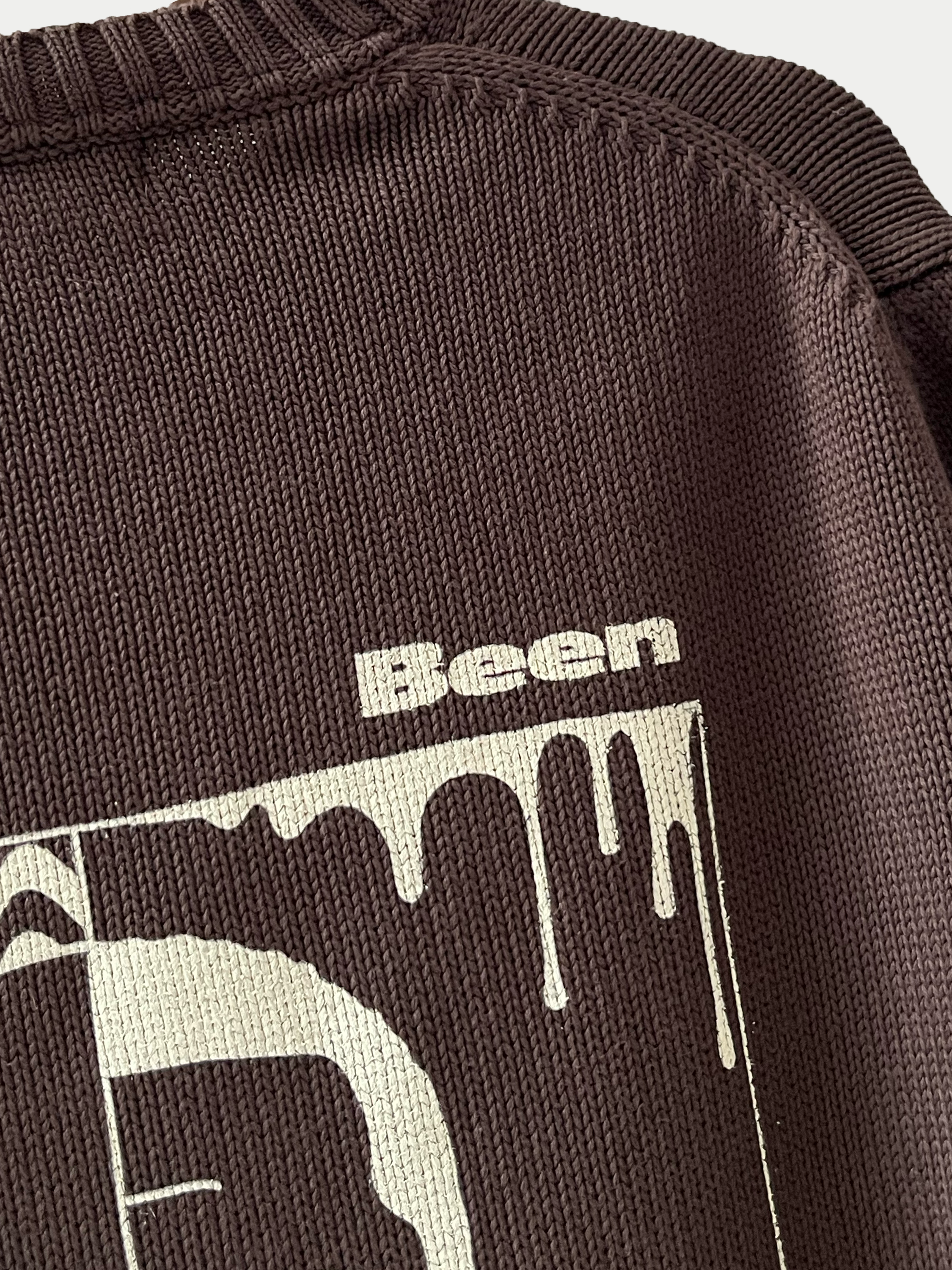 Pull Crew Neck marron en maille Sehama X Pulgar