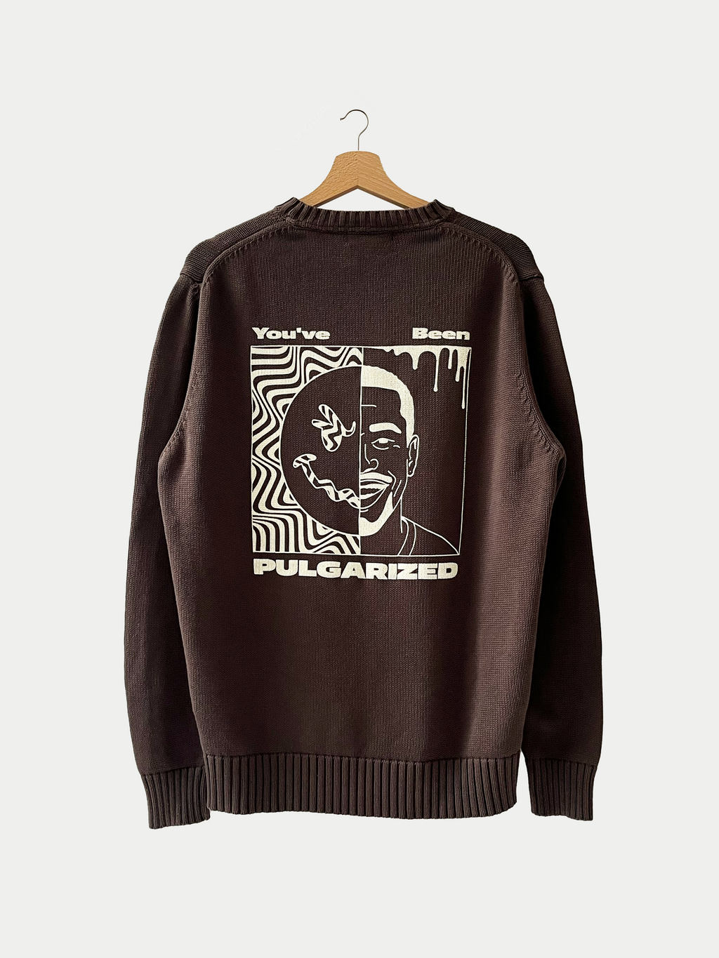 Pull Crew Neck marron en maille Sehama X Pulgar