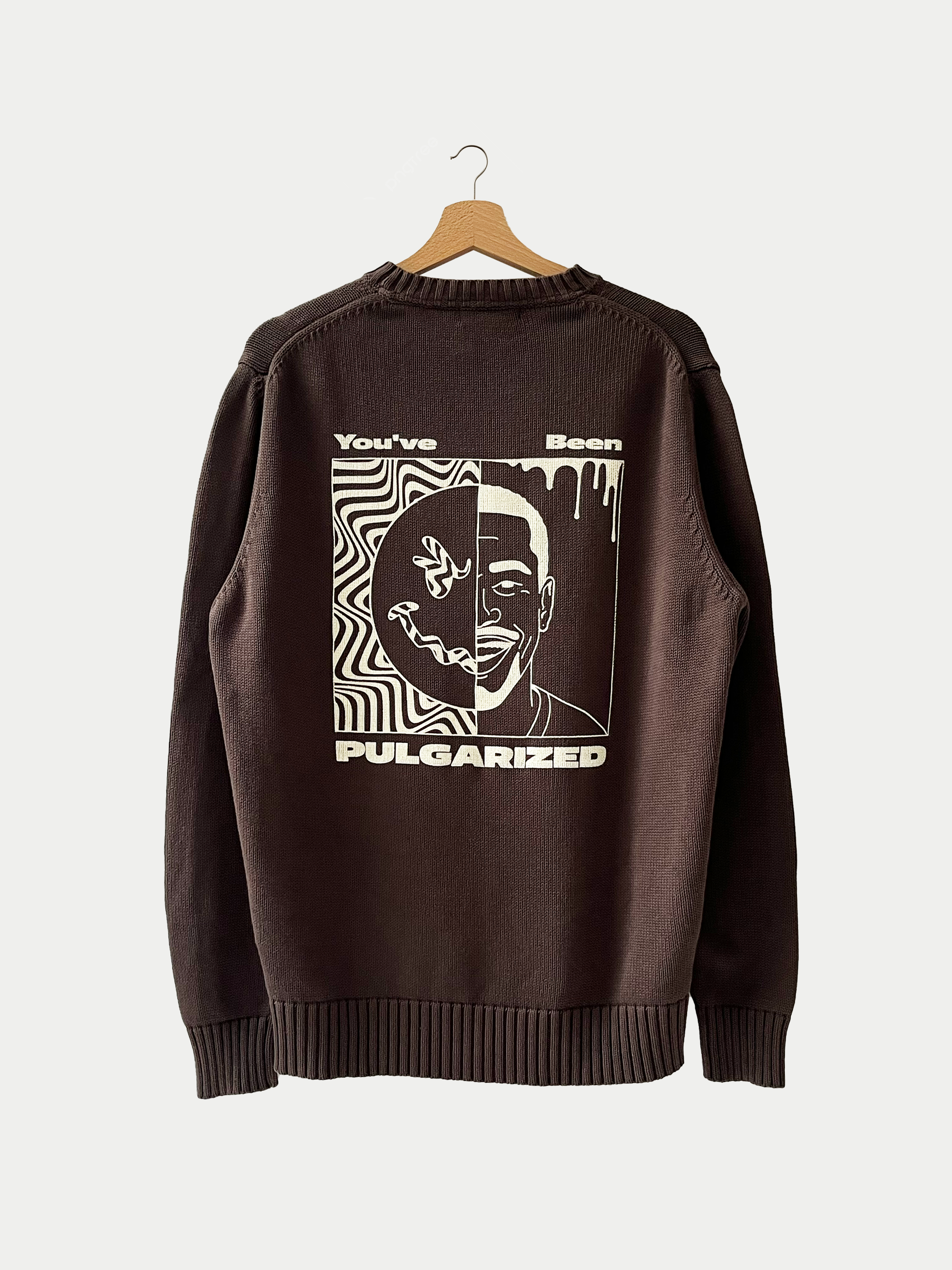 Pull Crew Neck marron en maille Sehama X Pulgar