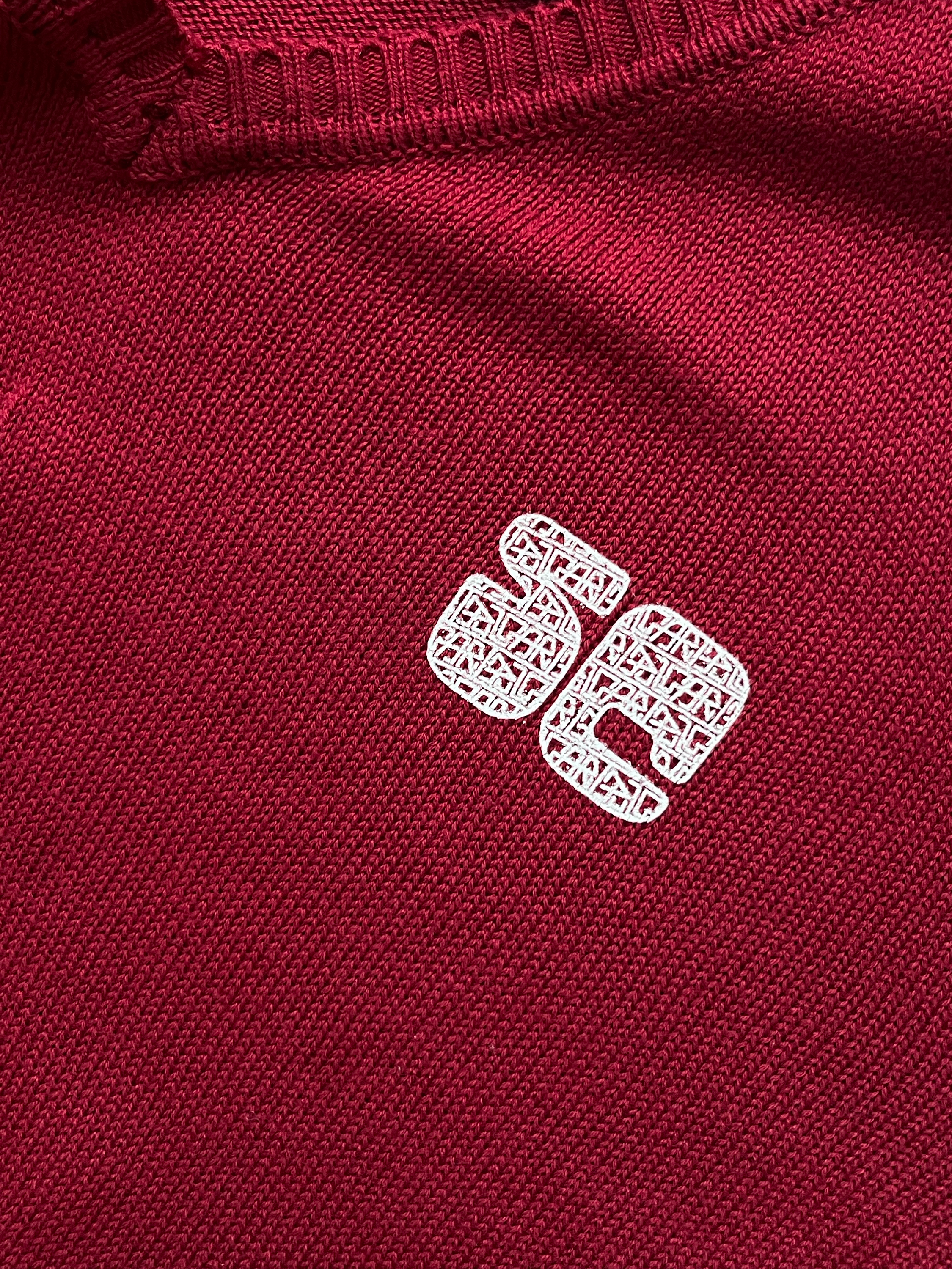 Pull en maille rouge col V Sehama X Pulgar