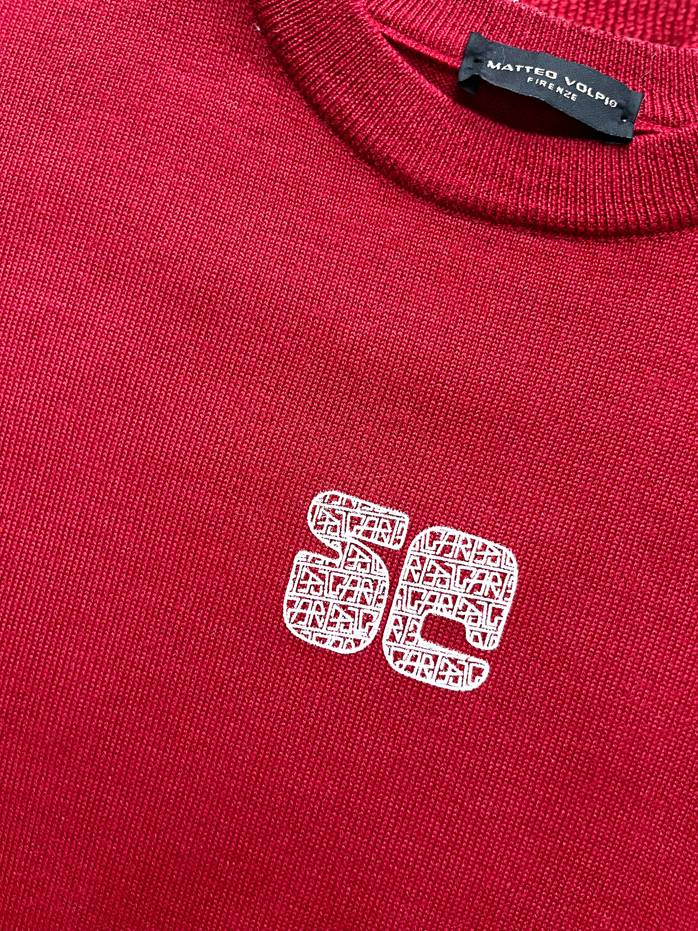 Pull rouge Crew Neck en maille vintage 90’s Sehama X Pulgar