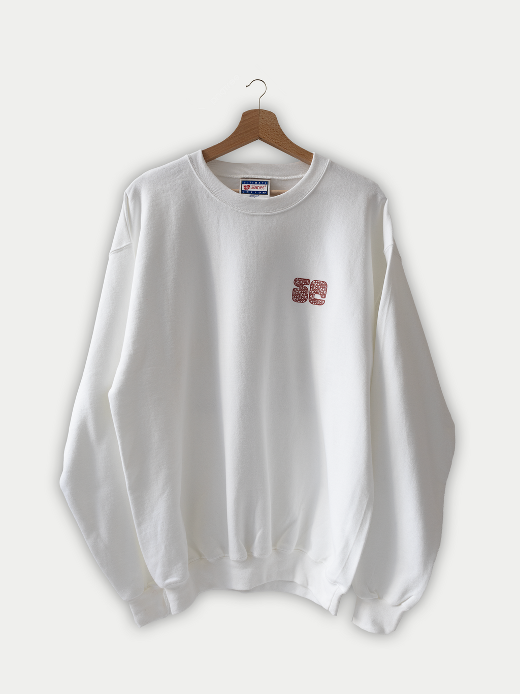 Sweat blanc crew neck vintage Hanes - Unisexe - M/L