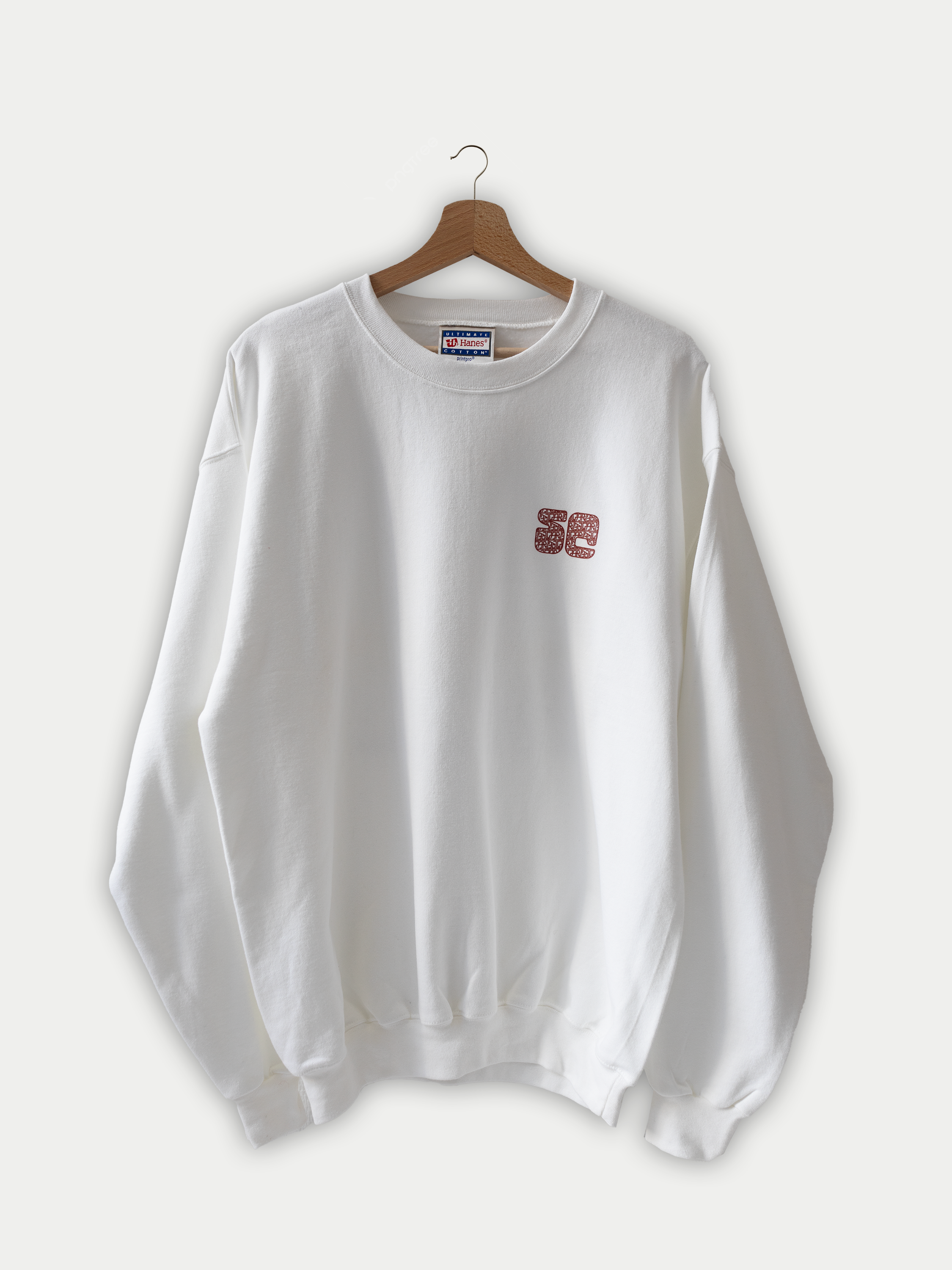 Sweat blanc crew neck vintage Hanes - Unisexe - M/L